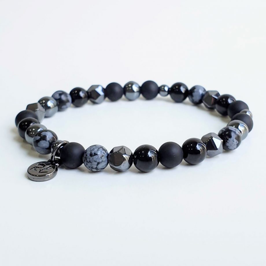 Petite | Snowflake Obsidian + Onyx + Hematite