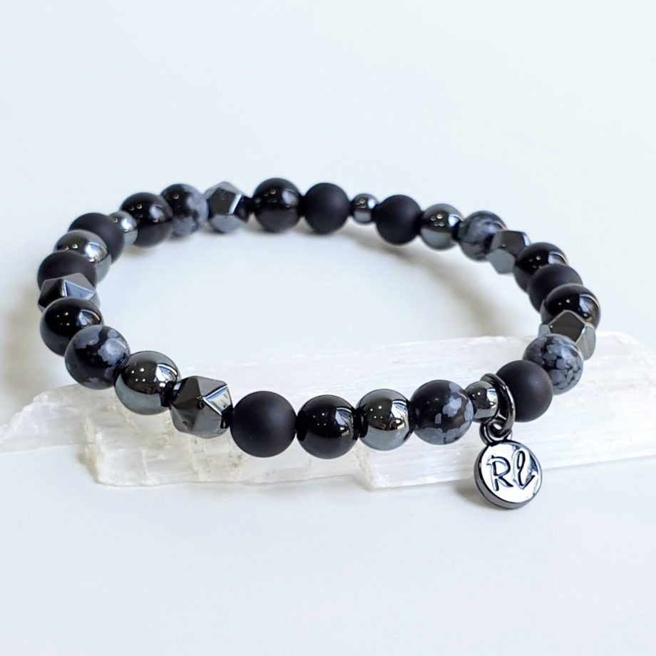 Petite | Snowflake Obsidian + Onyx + Hematite
