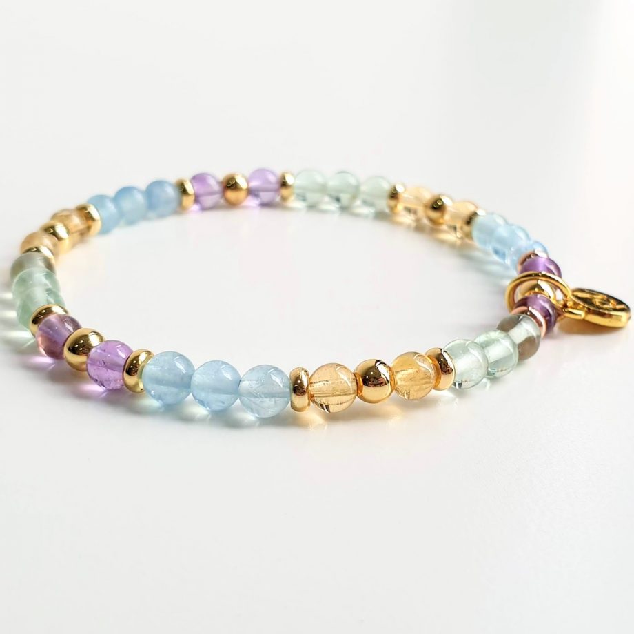 stackable | aquamarine+green fluorite crystal bracelet