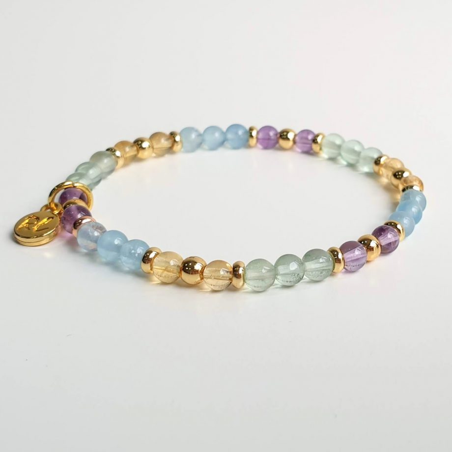 stackable | aquamarine+green fluorite crystal bracelet
