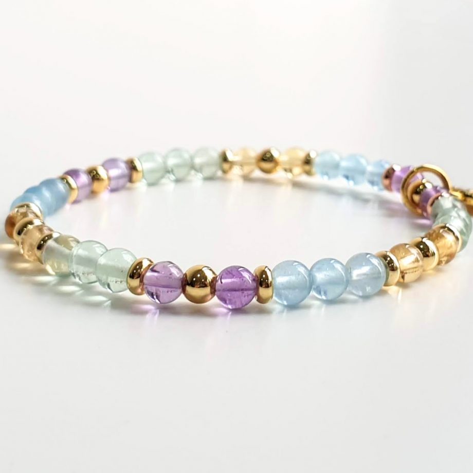 stackable | aquamarine+green fluorite crystal bracelet