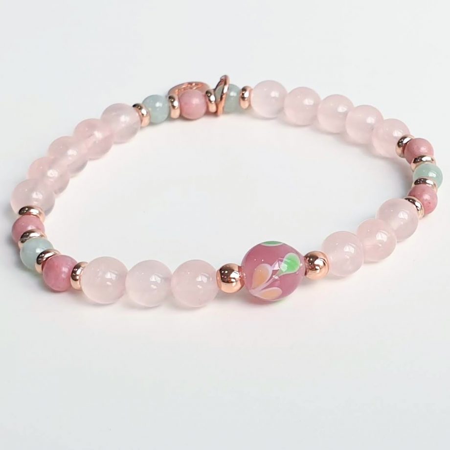 Tonbodama | Rose Quartz + Rhodonite + Jade Crystal Bracelet