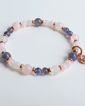 Petite Iolite + RoseQ + Moostone Crystal Bracelet
