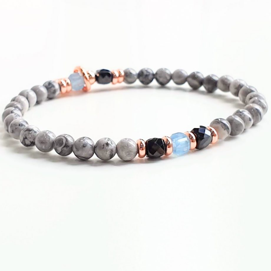 Stackable | Jasper + Black Spinel + Aquamarine Crystal Bracelet