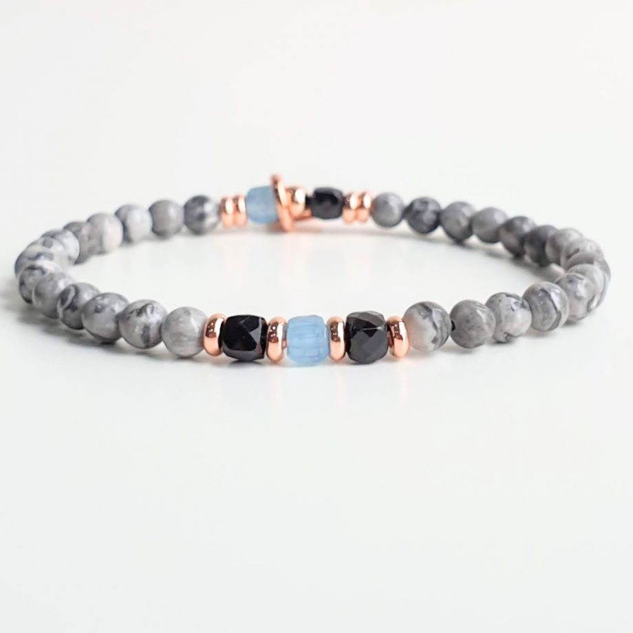 Stackable | Jasper + Black Spinel + Aquamarine Crystal Bracelet