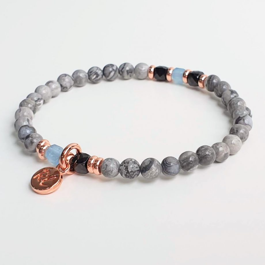 Stackable | Jasper + Black Spinel + Aquamarine Crystal Bracelet