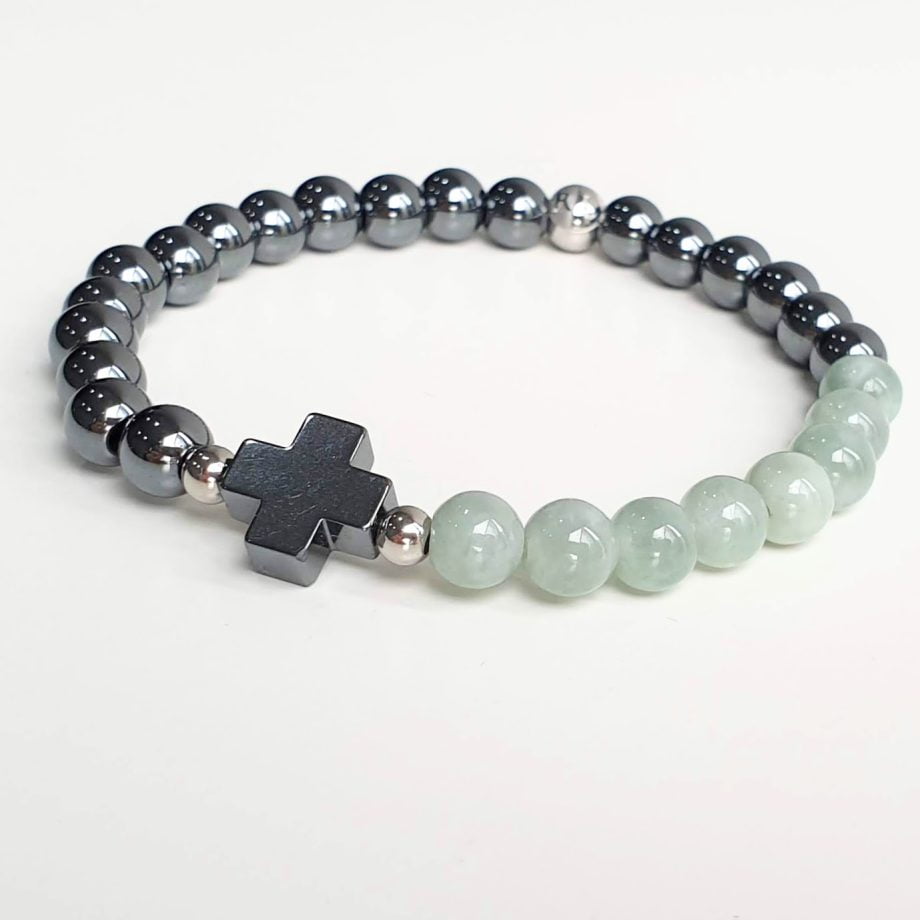 Petite | Jade + Hematite (cross) Crystal Bracelet