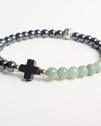 Stackable | Jade + Hematite (cross) Crystal Bracelet