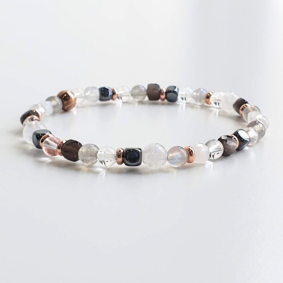 Stackable | Moonstone + Labradorite Multi-gem Crystal Bracelet