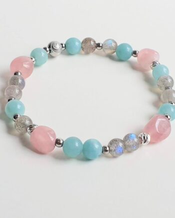 Asymmetric | Amazonite + Labradorite + Rose Quartz Crystal Bracelet
