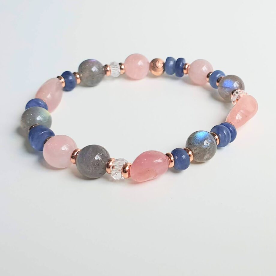 Asymmetric | RoseQuartz + Labradorite + Kyanite Crystal Bracelet
