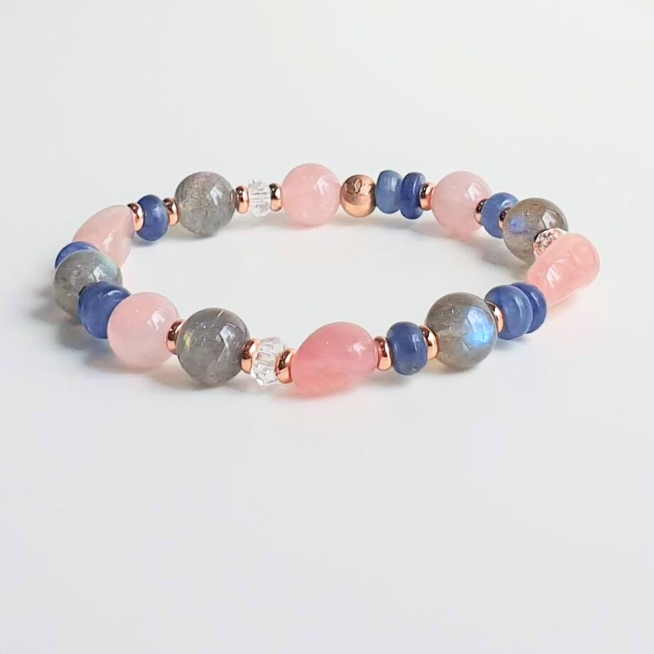 Asymmetric | RoseQuartz + Labradorite + Kyanite Crystal Bracelet