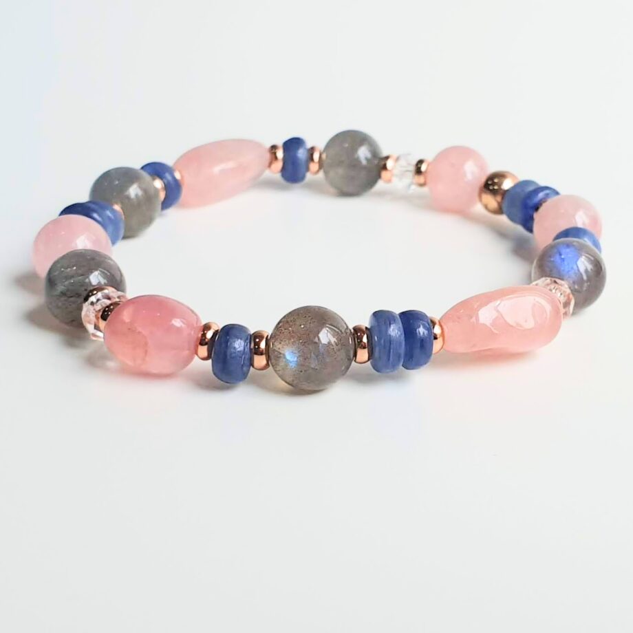 Asymmetric | RoseQuartz + Labradorite + Kyanite Crystal Bracelet