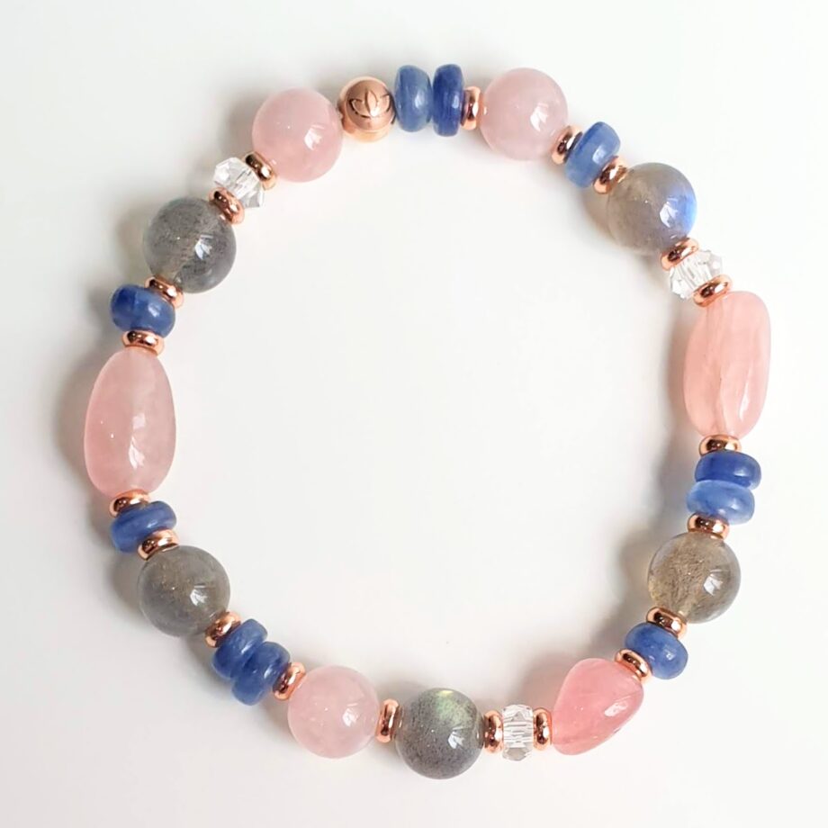 Asymmetric | RoseQuartz + Labradorite + Kyanite Crystal Bracelet
