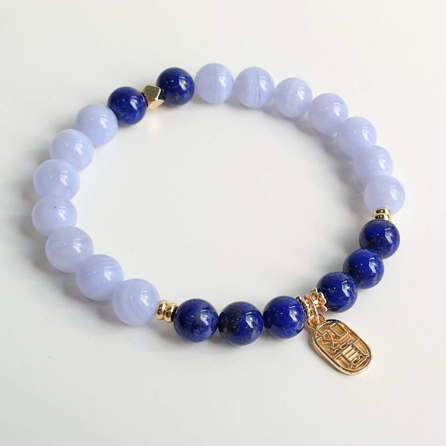 Charm (如意) | Blue Lace Agate + Lapis Lazuli Crystal Bracelet