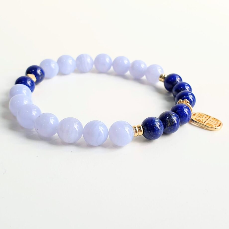 Charm (如意) | Blue Lace Agate + Lapis Lazuli Crystal Bracelet
