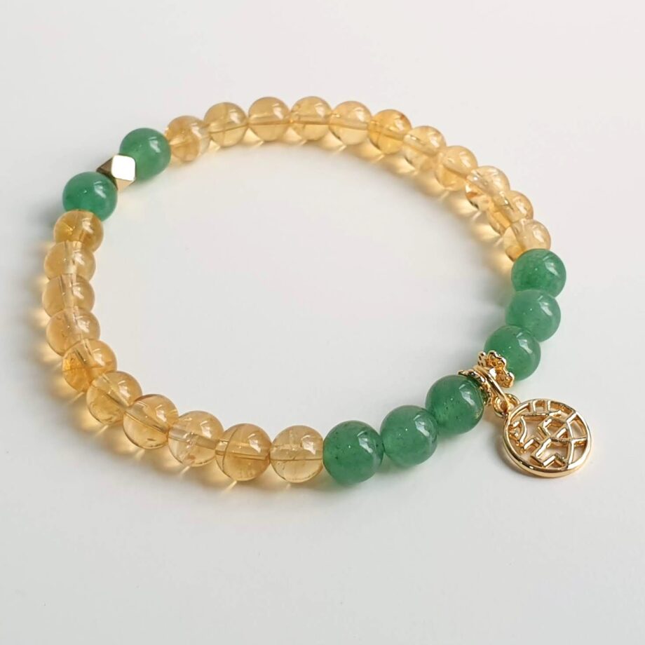 Charm | Petite Citrine + Green Aventurine (發) Crystal Bracelet