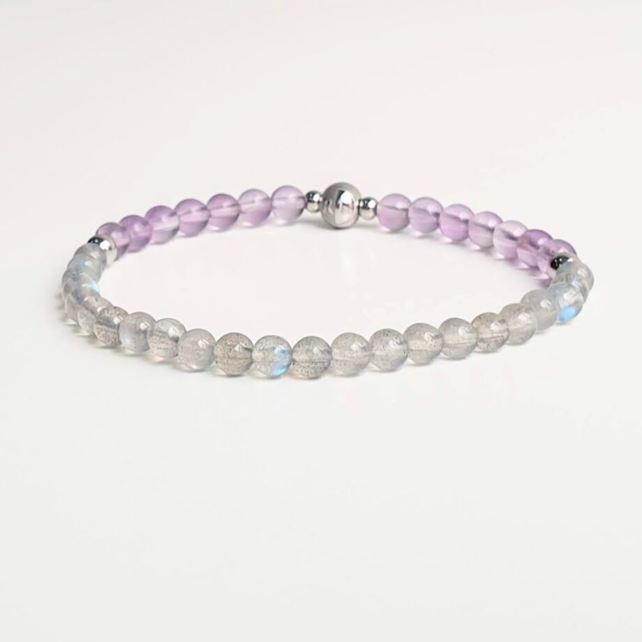 Stackable | Amethyst + Labradorite Crystal Bracelet