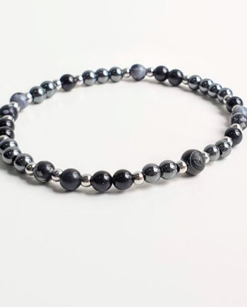 Stackable | Black Tourmaline + Snowflake Obsidian + Hematite Crystal Bracelet