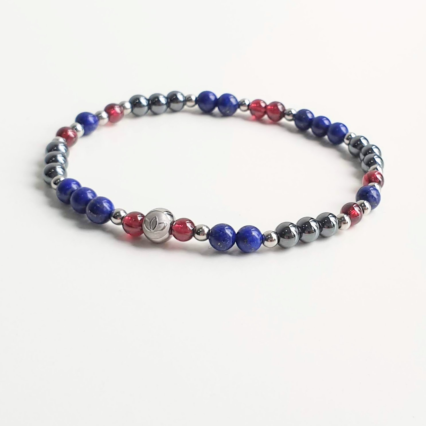 Stackable | Lapis Lazuli + Garnet + Hematite Crystal Bracelet