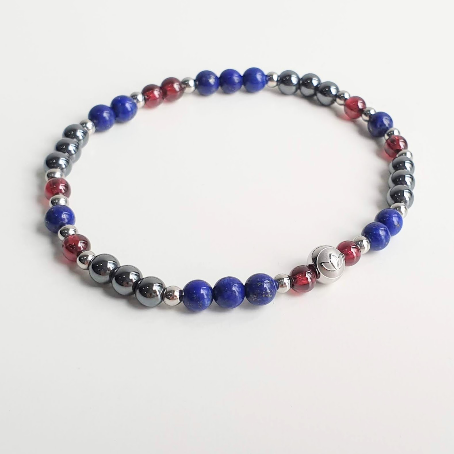 Stackable | Lapis Lazuli + Garnet + Hematite Crystal Bracelet