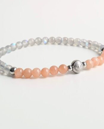 Stackable | Peach Moonstone + Labradorite Crystal Bracelet