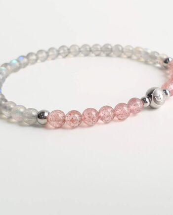 Stackable | Strawberry Quartz + Labradorite Crystal Bracelet