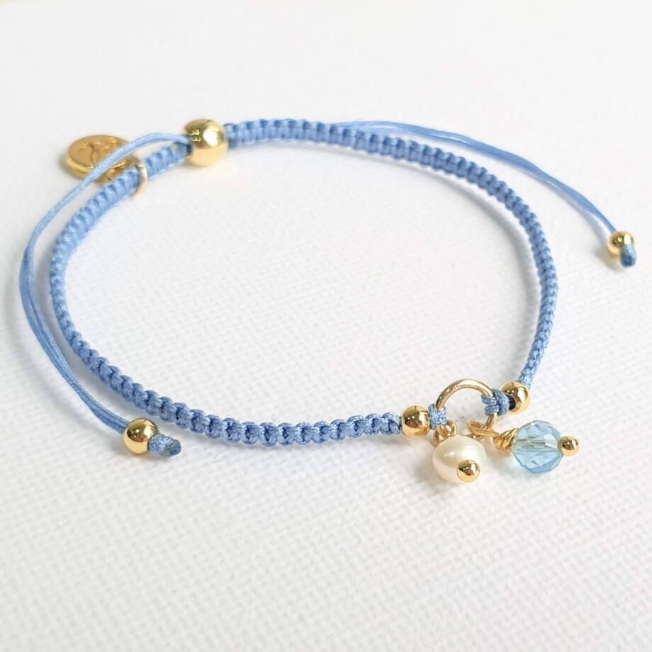 Adjustable Aquamarine + Pearl (Sky Blue)
