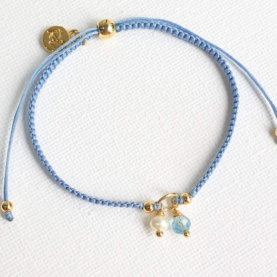 Adjustable Aquamarine + Pearl (Sky Blue)