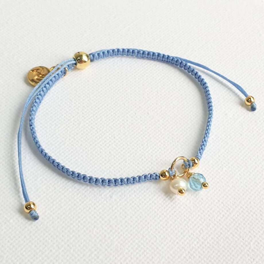 Adjustable Aquamarine + Pearl (Sky Blue)