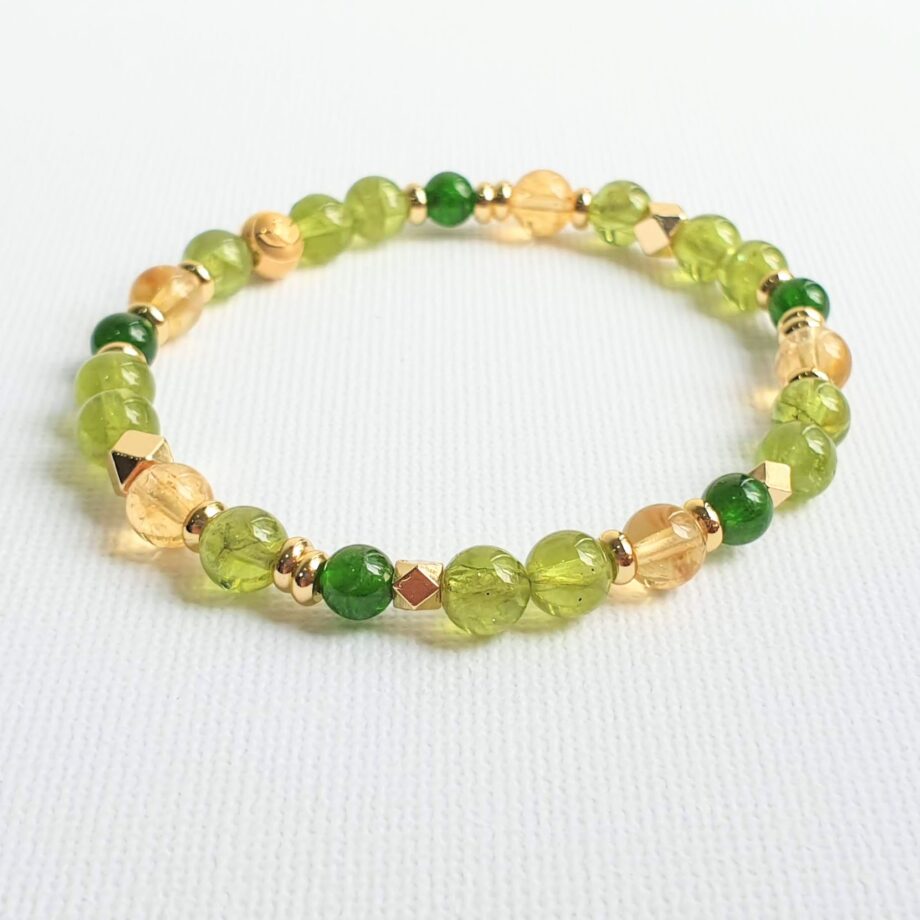 Petite | Peridot + Citrine + Dioptase Crystal Bracelet