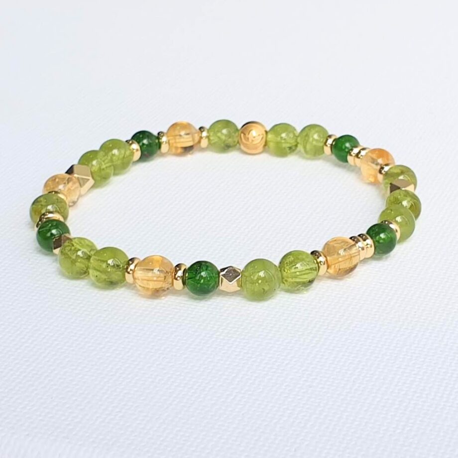 Petite | Peridot + Citrine + Dioptase Crystal Bracelet
