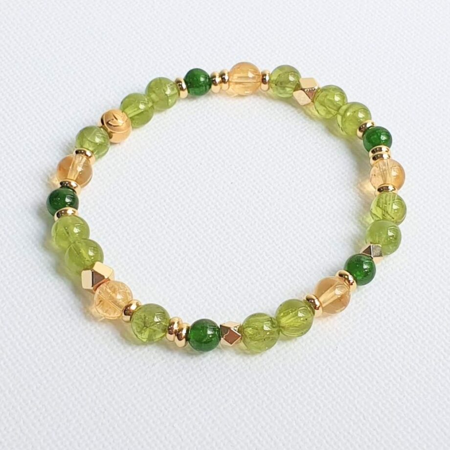 Petite | Peridot + Citrine + Dioptase Crystal Bracelet