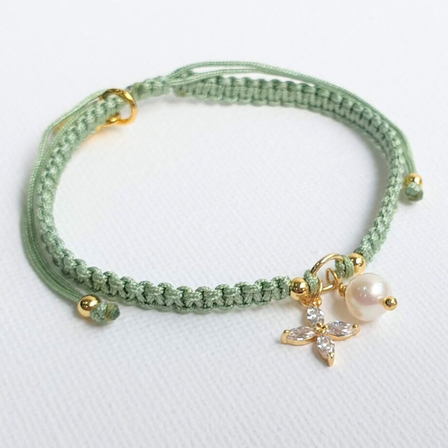 Stackable | Adjustable Pearl Bracelet (Green)
