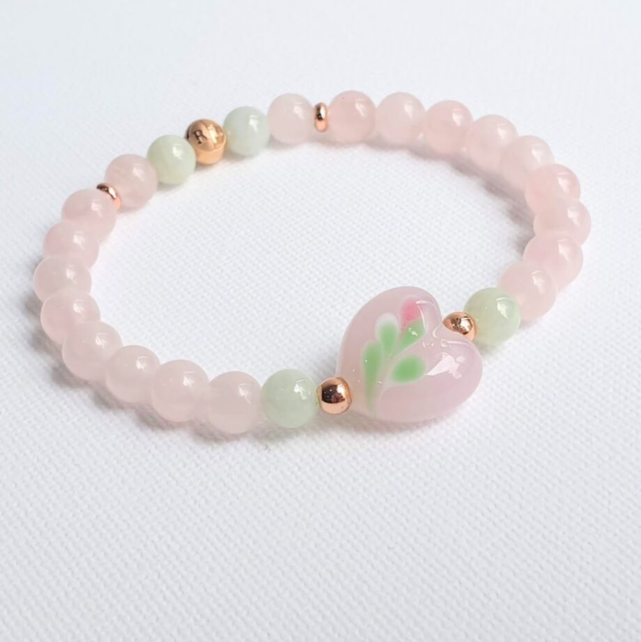 Petite Rose Quartz + Jade Crystal Bracelet