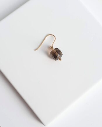 Earring | Smoky Quartz Cube