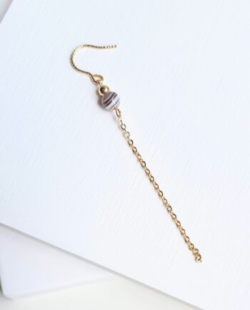 Single Earring| Hook Minimalist Botswana Agate Chain