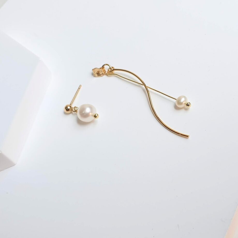 Single Earring | Stud Pearl Drop Wave1