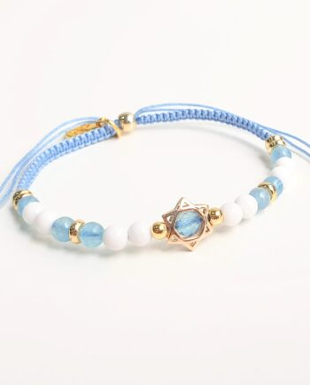 Adjustable Aquamarine + White Agate (Star)