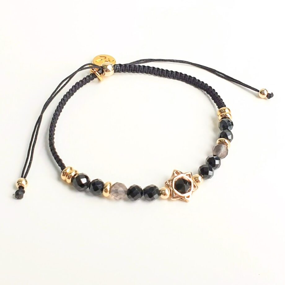 Adjustable Black Spinel + Smoky Quartz(Star)
