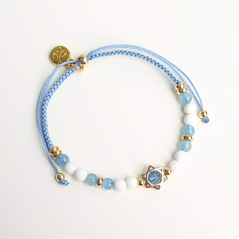 Adjustable Aquamarine + White Agate (Star)