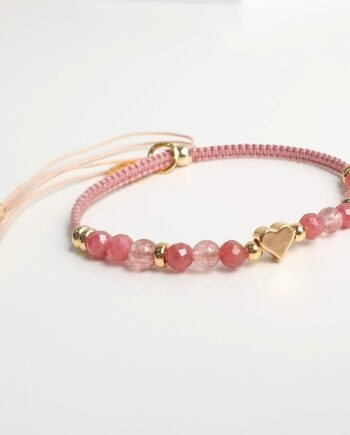 Stackable |Adjustable Rhodonite + Strawberry Quartz1
