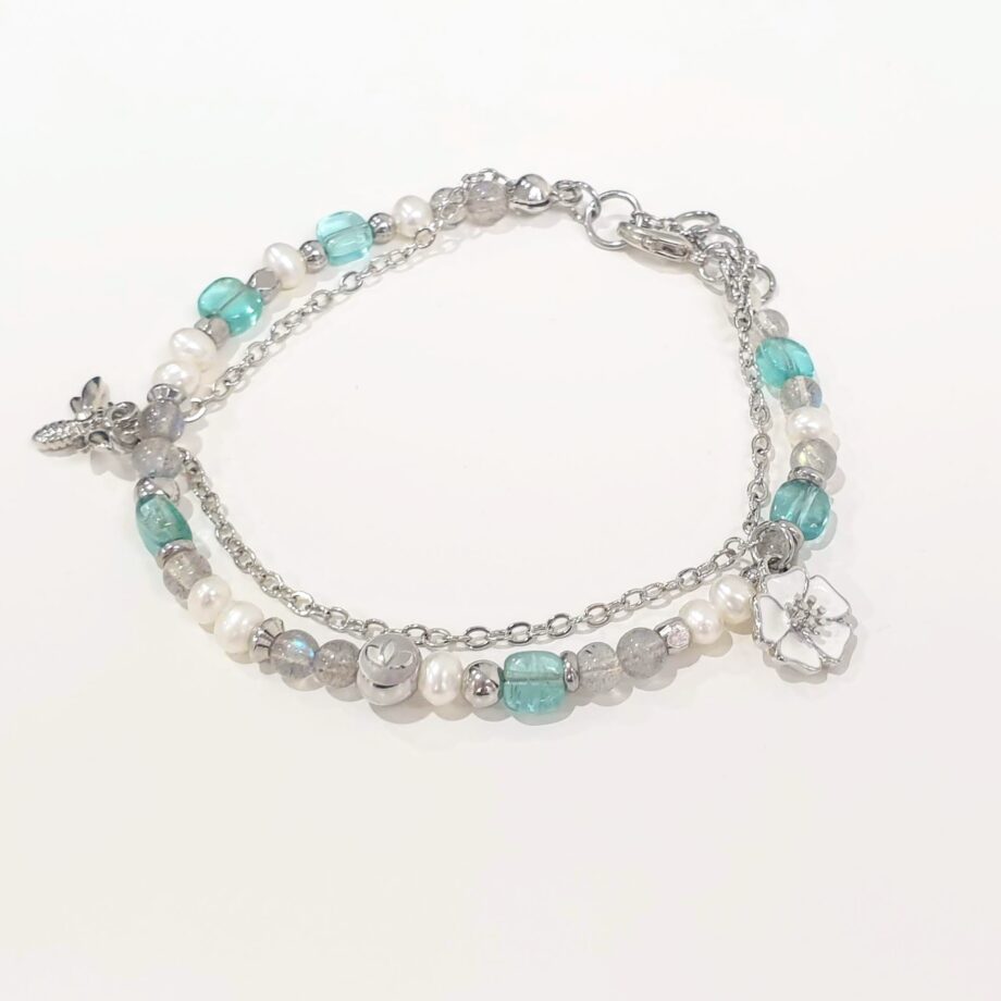 Chain | Apatite + Labradorite + Pearl Crystal Bracelet
