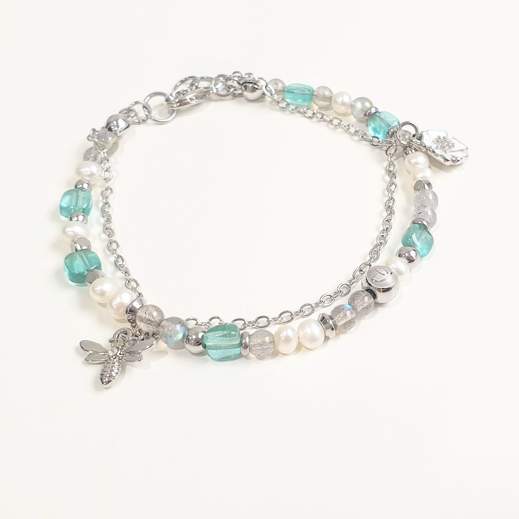 Chain | Apatite + Labradorite + Pearl Crystal Bracelet