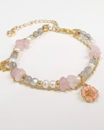 Chain | Rose Quartz + Labradorite + Pearl Crystal Bracelet