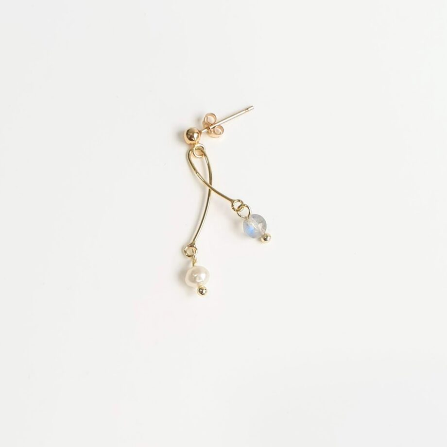 Single Earring | Labradorite + Pearl Crystal Earring