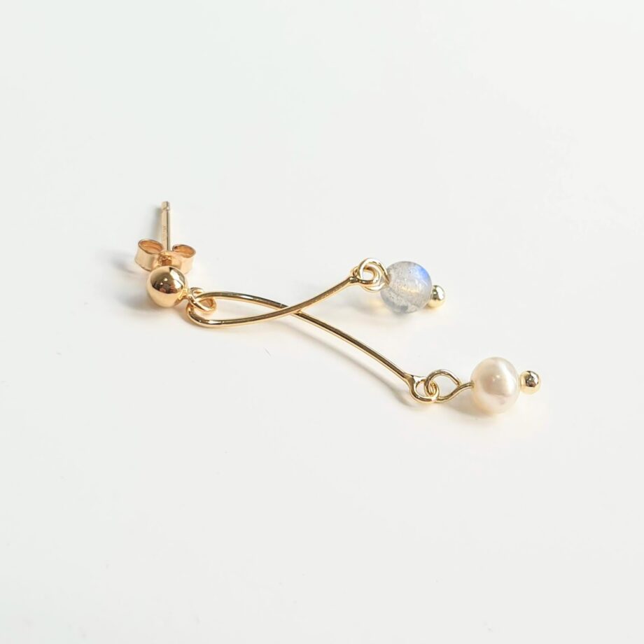 Single Earring | Labradorite + Pearl Crystal Earring