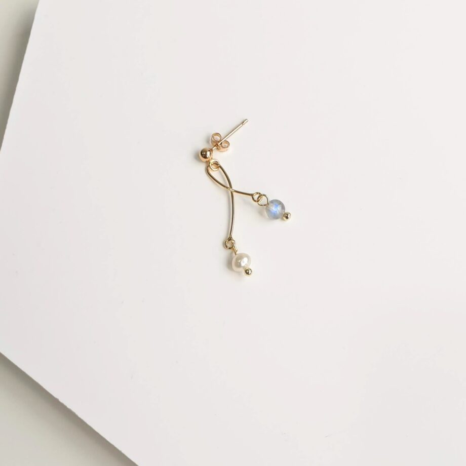 Single Earring | Labradorite + Pearl Crystal Earring