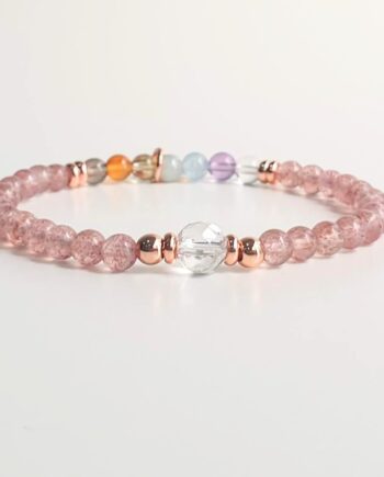 Stackable 7 Chakra - Strawberry Quartz Crystal Bracelet