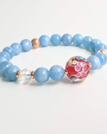 Tonbodama Empower Aquamarine + Clear Quartz Crystal Bracelet